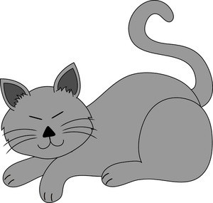 Cartoon Cat Clipart Image Sleepy Gray Cat