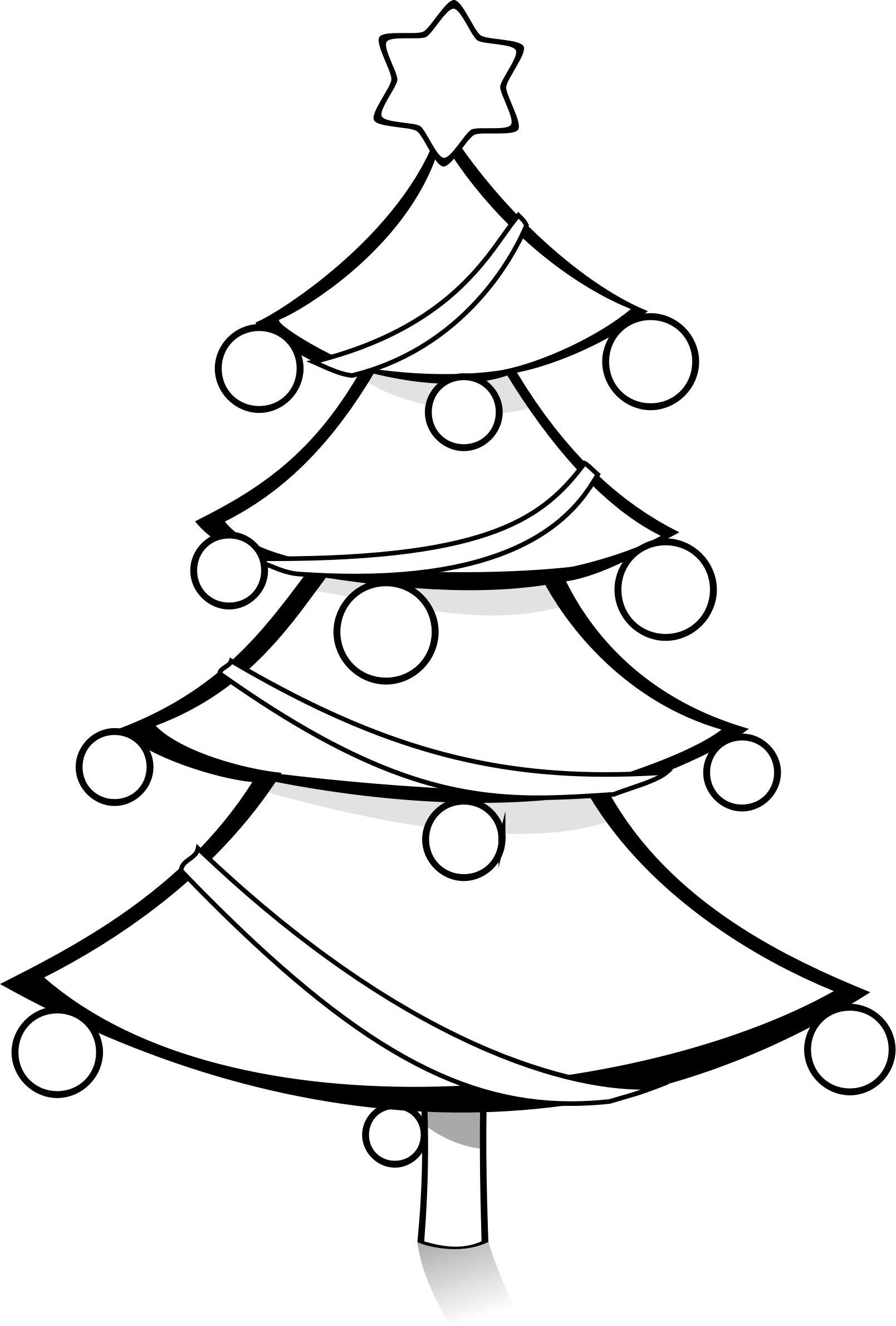 christmas tree drawing black and white