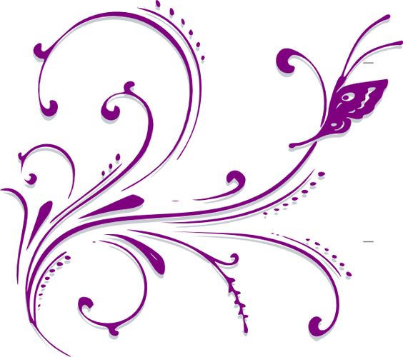 purple butterfly frame drawing - Clip Art Library