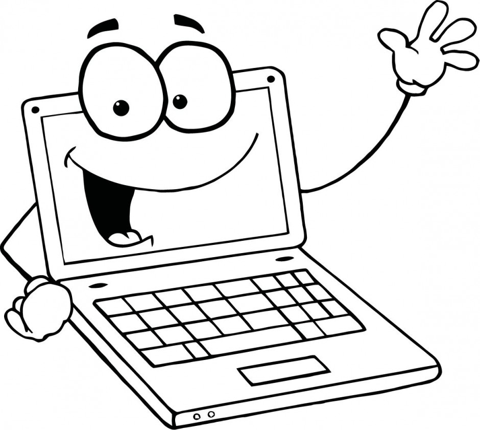 Computer Clipart For Kids Black And White 