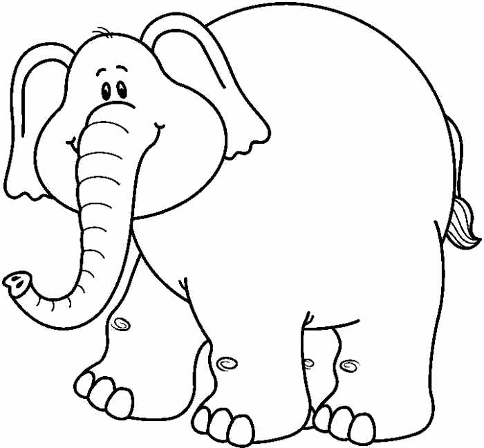 Cute Elephant Clipart Black and White