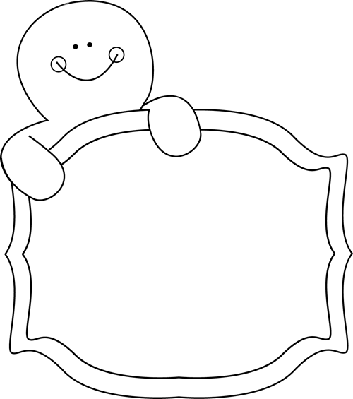 Black and White Gingerbread Man Sign Clip Art Black and White