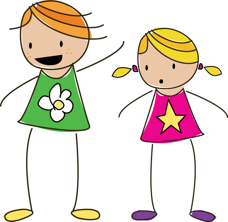 Girl with 2 friends clipart