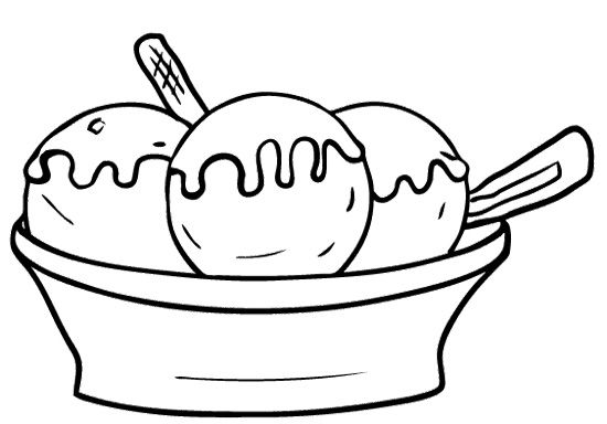 Ice cream black and white ,ice cream sundae bowl clipart