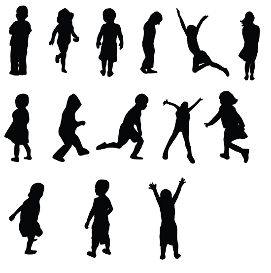 Free Kids Silhouettes Vectors and Brushes