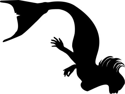 Mermaid black and white clipart silhouette