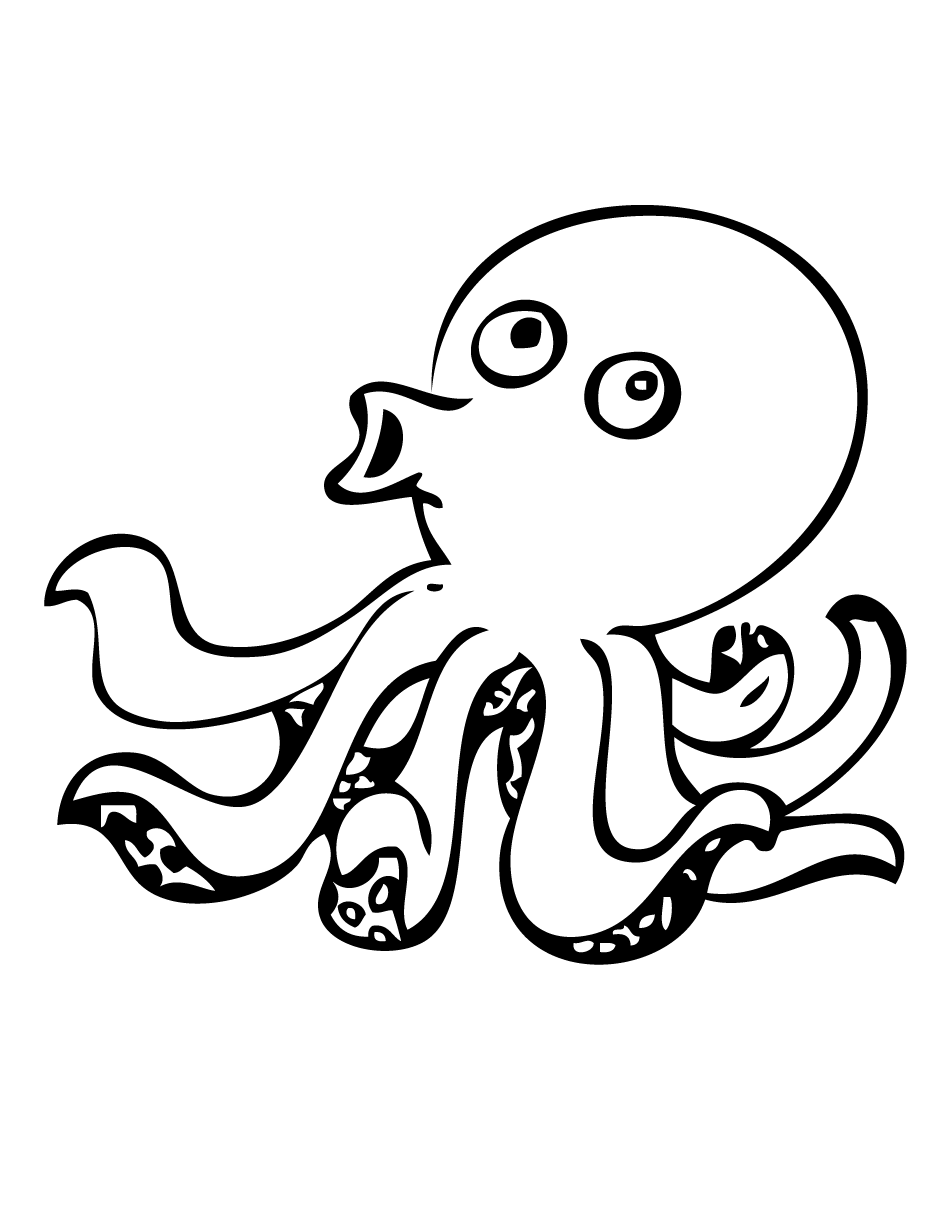 Octopus black and white clipart 
