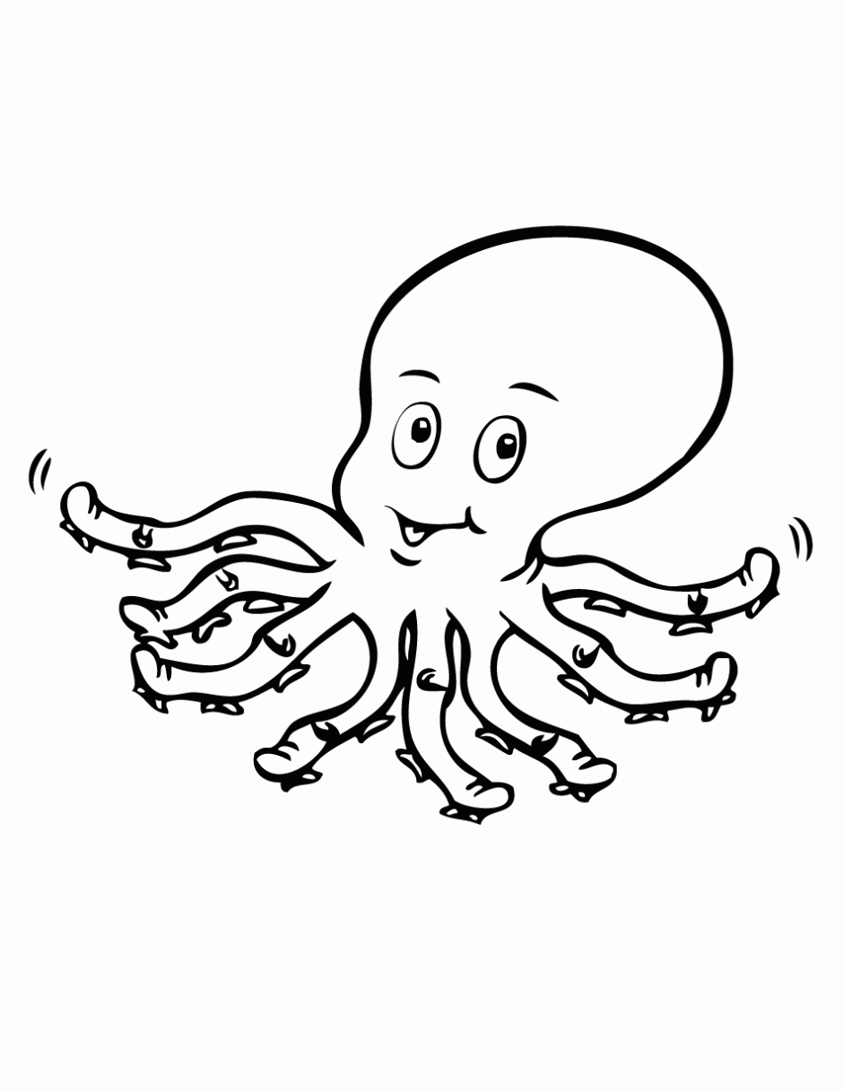 cute octopus clipart black and white 