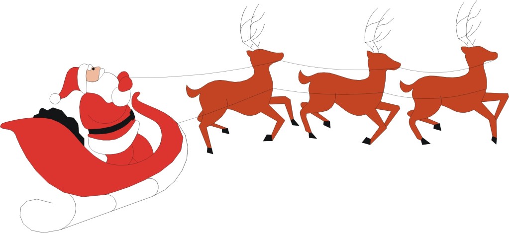 Santa and his reindeer clipart