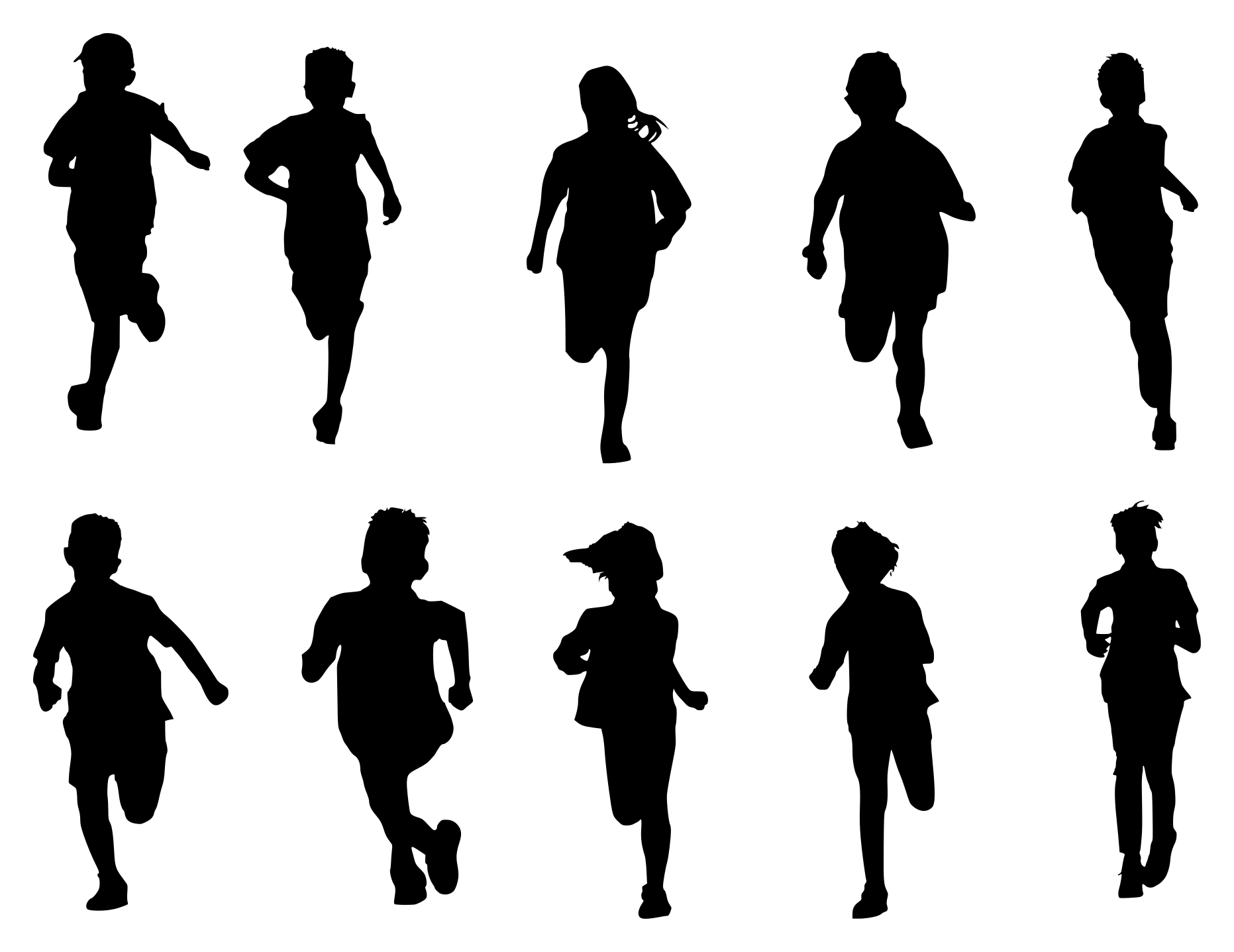 Children Running Silhouette (PNG Transparent)