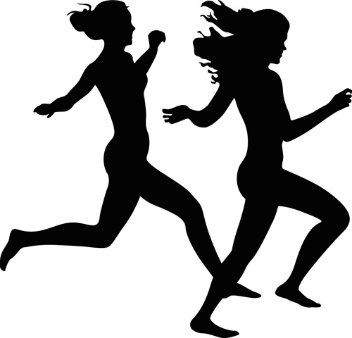Running girl design vector silhouette 