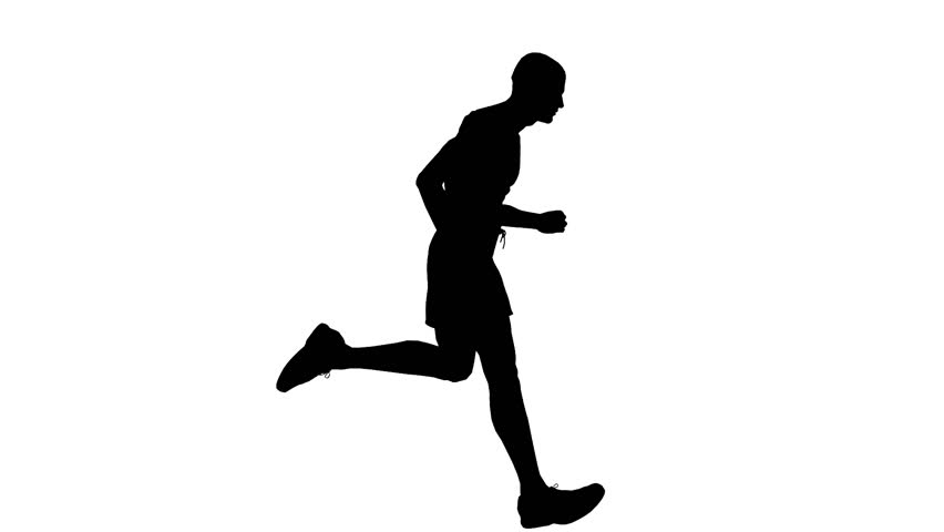 Animated Silhouette ,Loop Of A Man Running On A White Background 