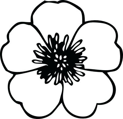 Floral hawaiian flower clipart black and white
