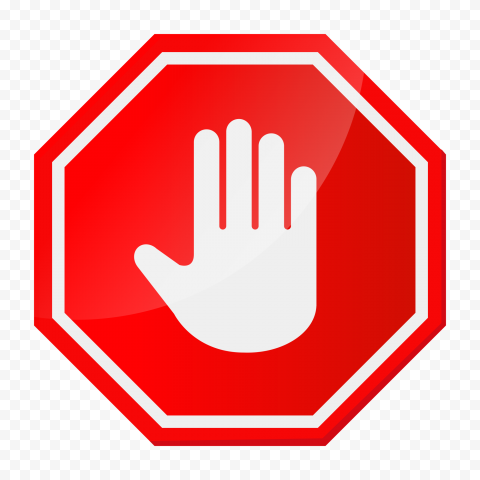 Stop Sign with Hand Icon - Visual Warning Symbol for Prohibition and Safety