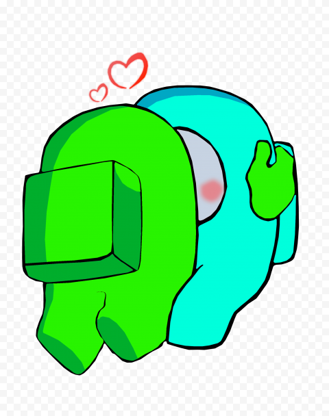 Cute Among Us Couple Hug - Fan Art Illustration