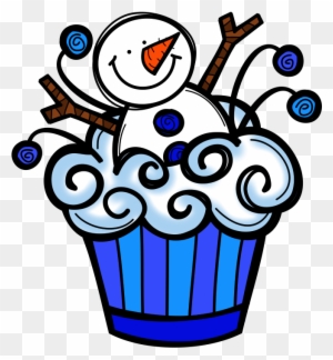 Snowman Cupcake Clipart - Festive Winter Dessert Illustration