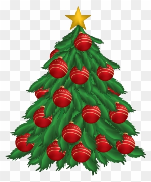 Classic Christmas Tree with Red Ornaments and Gold Star | Holiday Decor Image