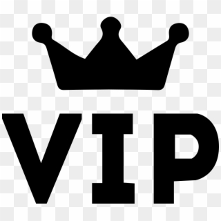 Black crown icon above bold "VIP" text on transparent background, symbolizing exclusivity and premium access.