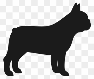 Black silhouette of a French Bulldog standing in profile against a transparent background.