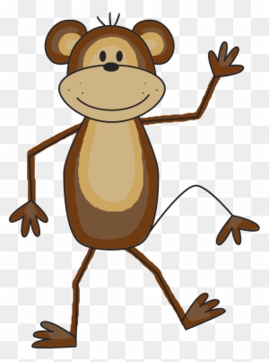 Friendly cartoon monkey waving with a cheerful smile, brown fur, and playful pose on transparent background.