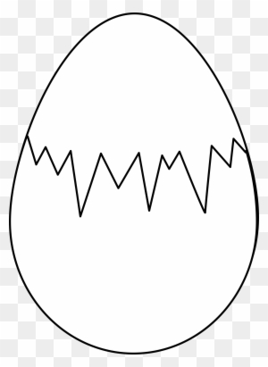 Simple line drawing of a cracked eggshell with jagged opening, white background.