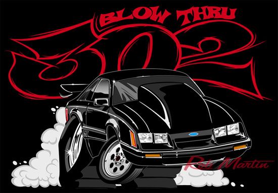 Blow Thru 502 - Custom Ford Mustang Burnout Art by Rob Martin