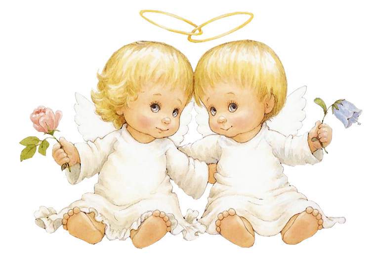 Angel Twins Illustration - Sweet Cherub Art for Greeting Cards & Decor