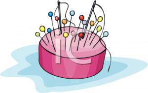 Pincushion with Pins and Needles - Sewing Supplies Illustration