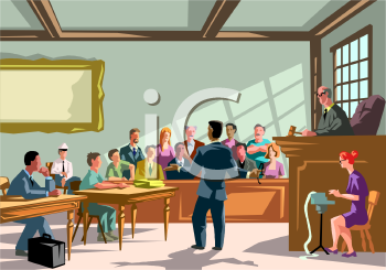 Courtroom Trial Illustration - Legal Proceedings Visual