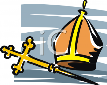 Papal tiara and crossed keys symbolizing the authority of the Pope in Catholic tradition.