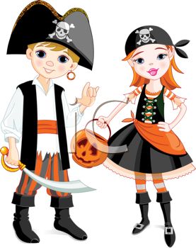 Cute Pirate Kids Costume Illustration for Halloween Fun