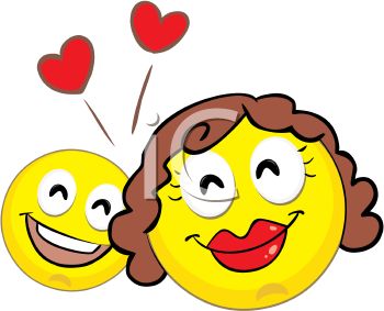 Two cheerful yellow cartoon faces with hearts above, expressing love and happiness.