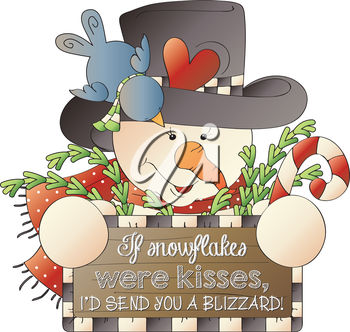 Festive Snowman Clipart - “If Snowflakes Were Kisses” Valentine’s Winter Design