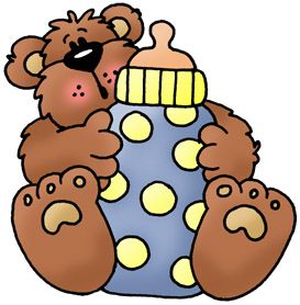 Cute Teddy Bear Holding Baby Bottle - Free Clipart for Parenting & Nursery Sites