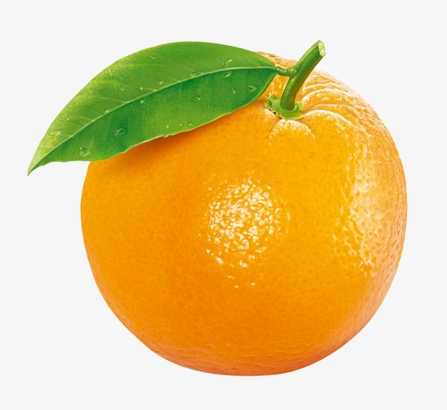 Fresh orange with green leaf and water droplets, vibrant and juicy.