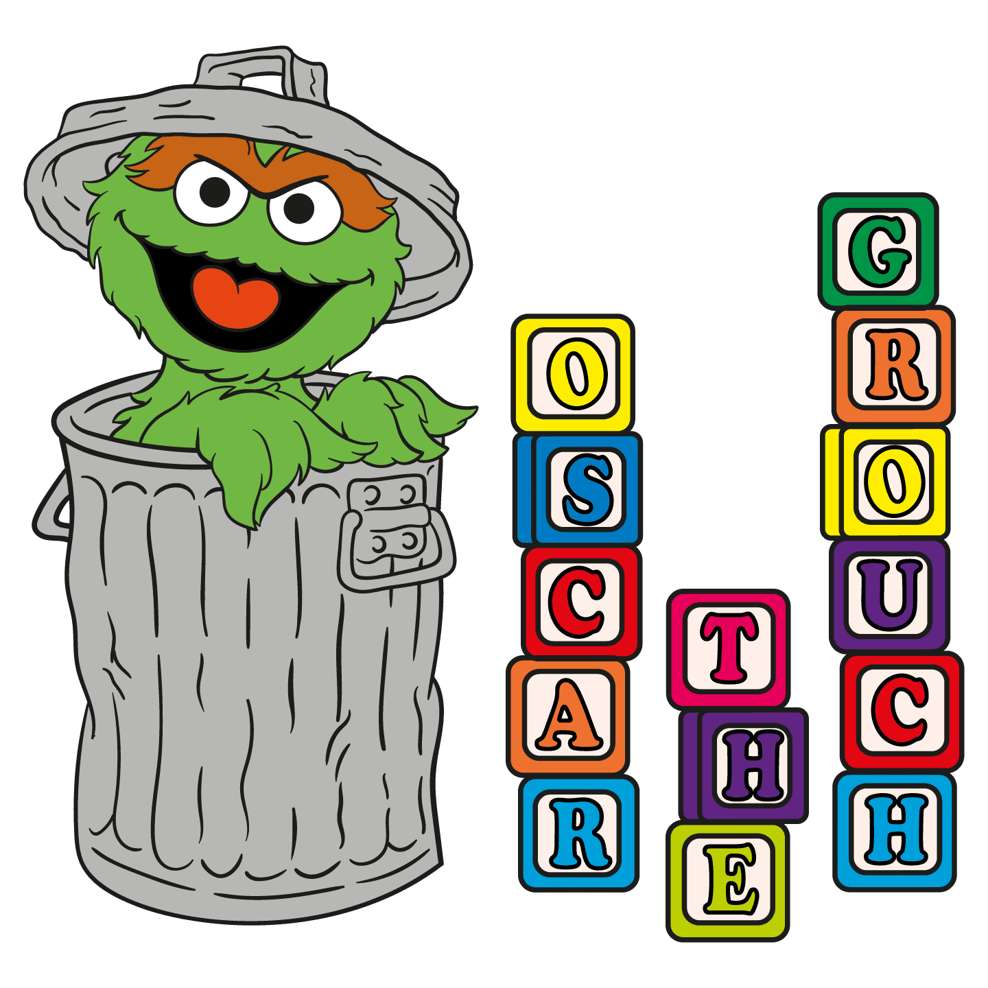 8 Inch Oscar The Grouch Sesame Street Removable Wall Decal Sticker Art ...
