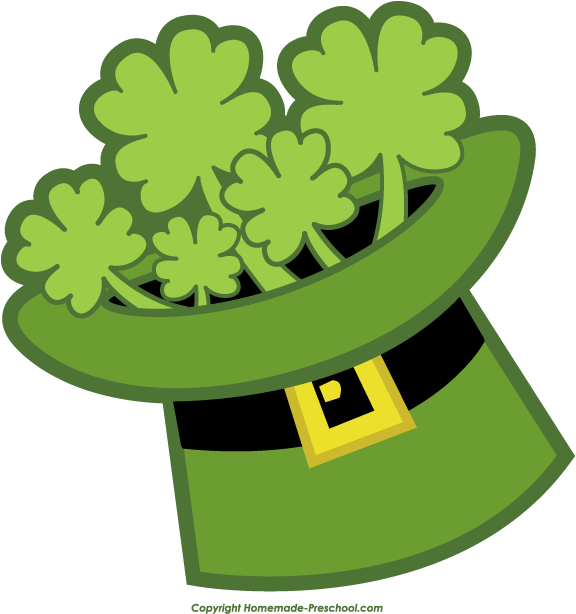St. Patrick’s Day Leprechaun Hat with Shamrocks - Free Clipart