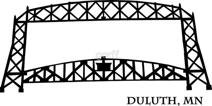 Silhouette of the Aerial Lift Bridge in Duluth, Minnesota, with text "DULUTH, MN" below.