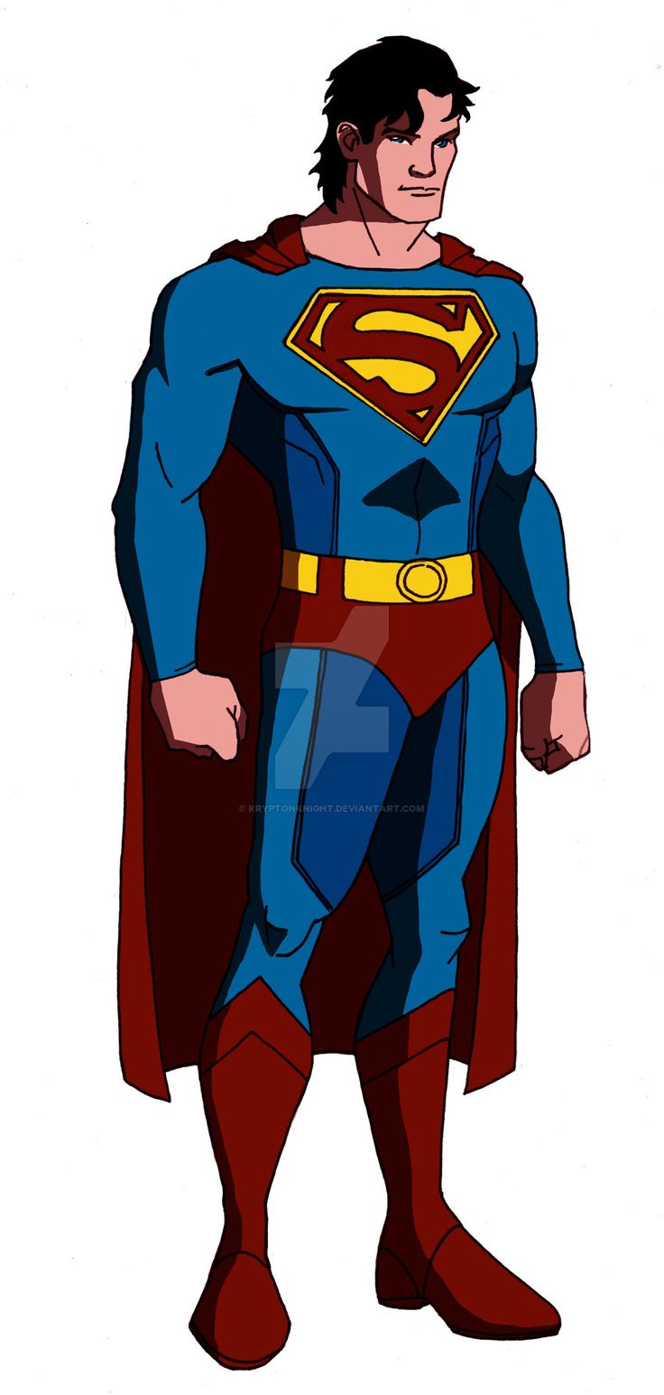 Superman in classic blue suit with red cape, yellow belt, and iconic S-shield logo, standing confidently.