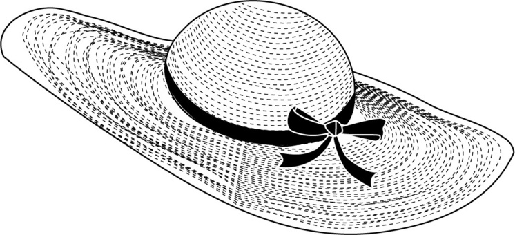 straw hat clip art black and white