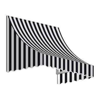 Classic Black & White Striped Awning - Stylish Outdoor Shade Solution