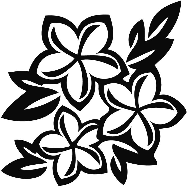 Tribal Floral Vector Art - Plumeria-Inspired Black & White Design