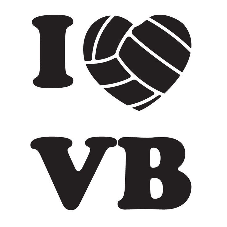 I love volleyball - stylized heart-shaped volleyball with "I" and "VB" text
