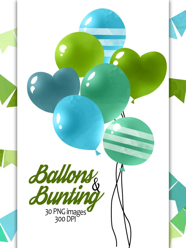 Balloons & Bunting Clipart Set - 30 High-Res PNGs for Celebrations