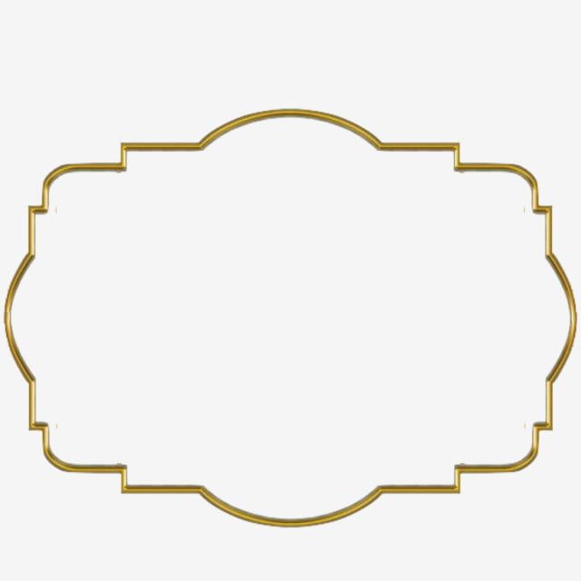 Golden ornate frame with scalloped edges and symmetrical decorative corners, ideal for elegant design overlays.