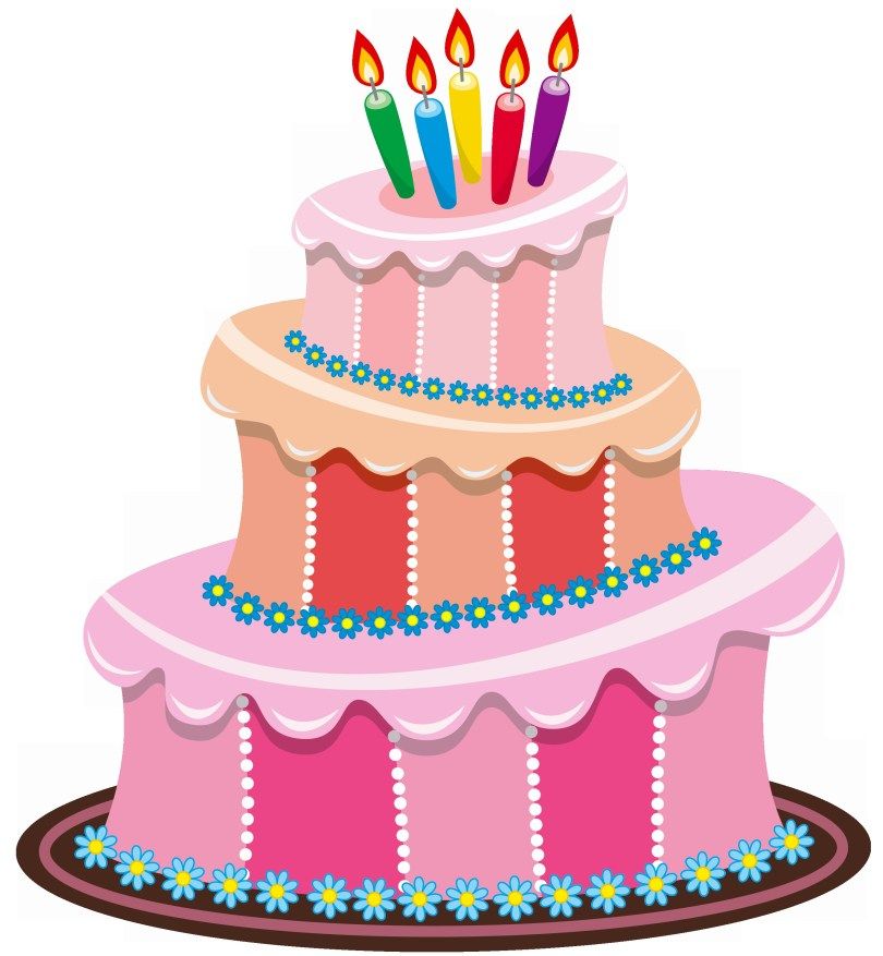 Festive Birthday Cake Illustration - Free Clipart for Celebrations