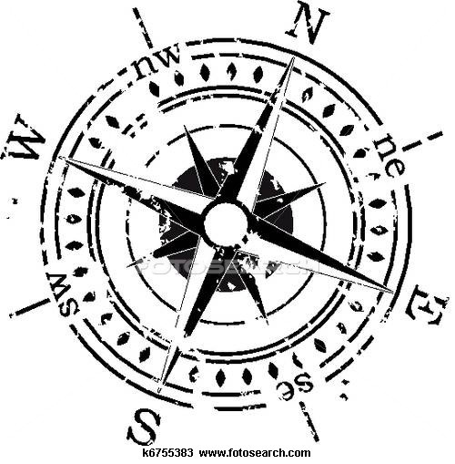 Compass Rose Illustration - Navigational Symbol for Design & Education
