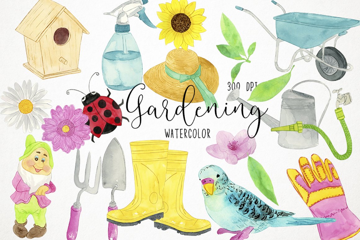 A Vector Illustration Of Gardening Theme Clip Arts Stock - Clip Art Library