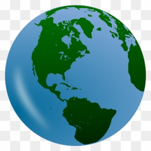 Stylized globe showing the Americas in green against blue oceans, with transparent background.