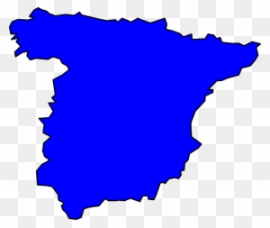 Blue silhouette map of Spain on transparent background